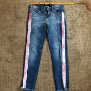 COPY - ZARA Basic Denim crop jeans 4 pink stripe